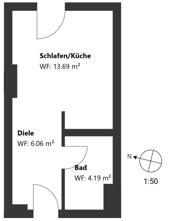 Apartamento de 1 habitación | München-Ramersdorf | 70474 | nicht maßstabsgetreu