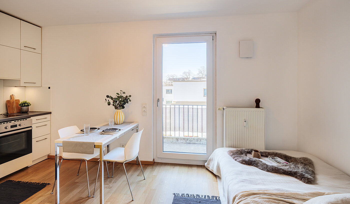 Apartment de 1 habitación | München-Ramersdorf | 70415 | Wohn- und Schlafzimmer
