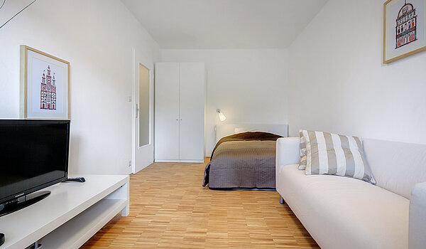 Apartment de 1 habitación | München-Sendling | 70389 | Möblierungsvorschlag : Wohn- und Schlafbereich