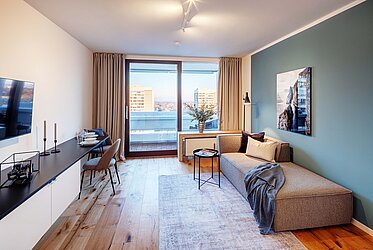 Bogenhausen: Apartamento amueblado de alta calidad en la planta 13 — magníficas vistas panorámicas