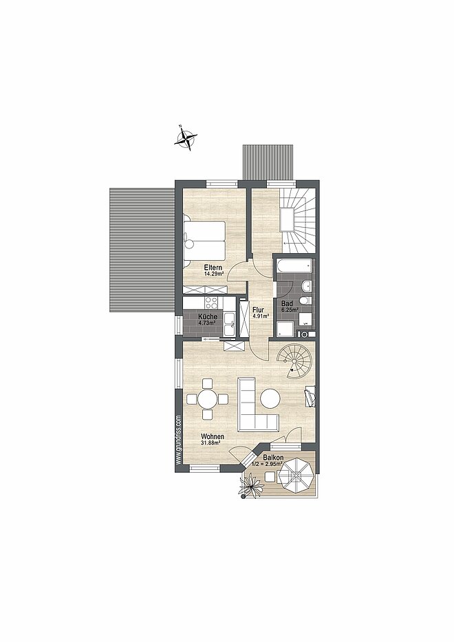 Piso dúplex  de 3.5 habitaciones | München-Trudering | 70238 | Nicht maßstabsgetreu