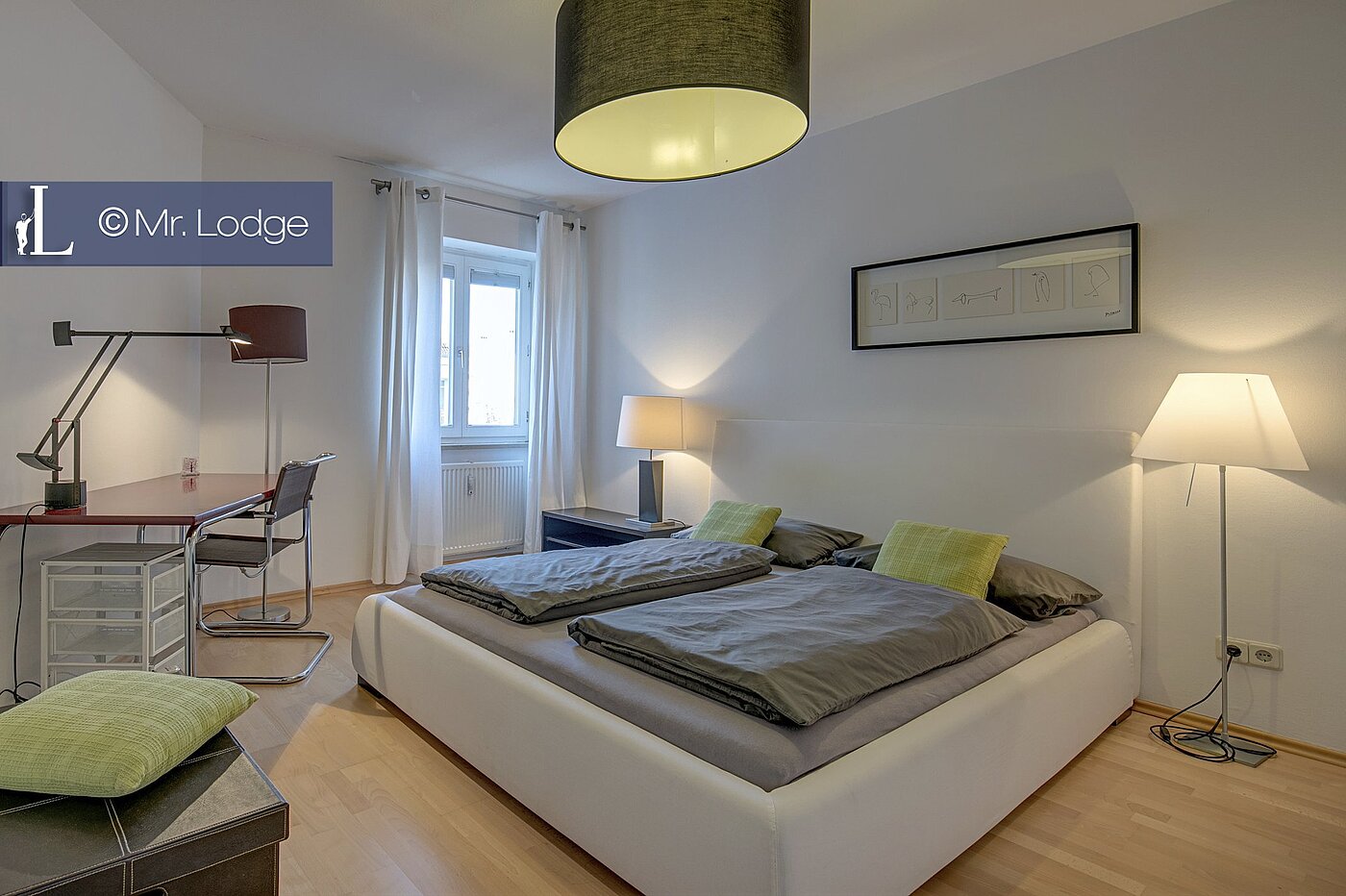 Apartamento de 2 habitaciones | München-Lehel | 1605ML6 | Schlafzimmer mit Arbeitsplatz