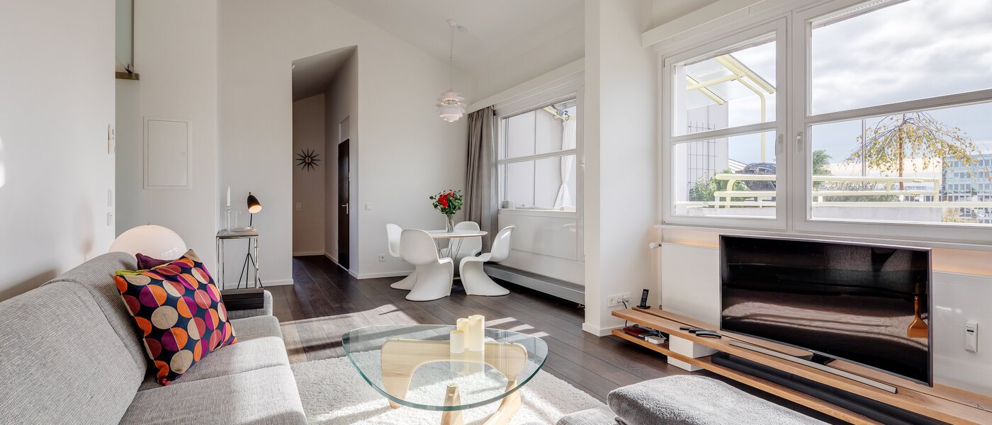 ático con terraza München Arabellapark 03 zona de día  11226