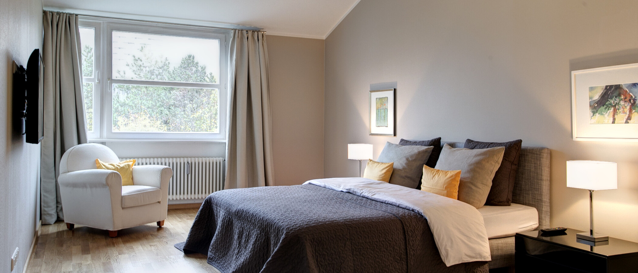 ático con terraza München Arabellapark 01 dormitorio 9024