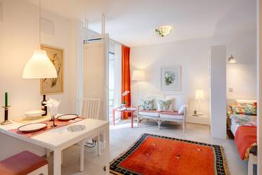 Acogedor apartamento de 1 habitación con terraza y jardín.