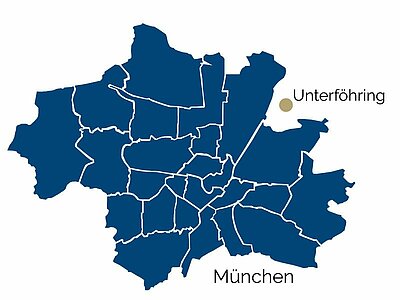 Ubicación del barrio de Unterföhring en Múnich